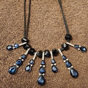 Sophisticated Black and Blue Gemstone Necklace